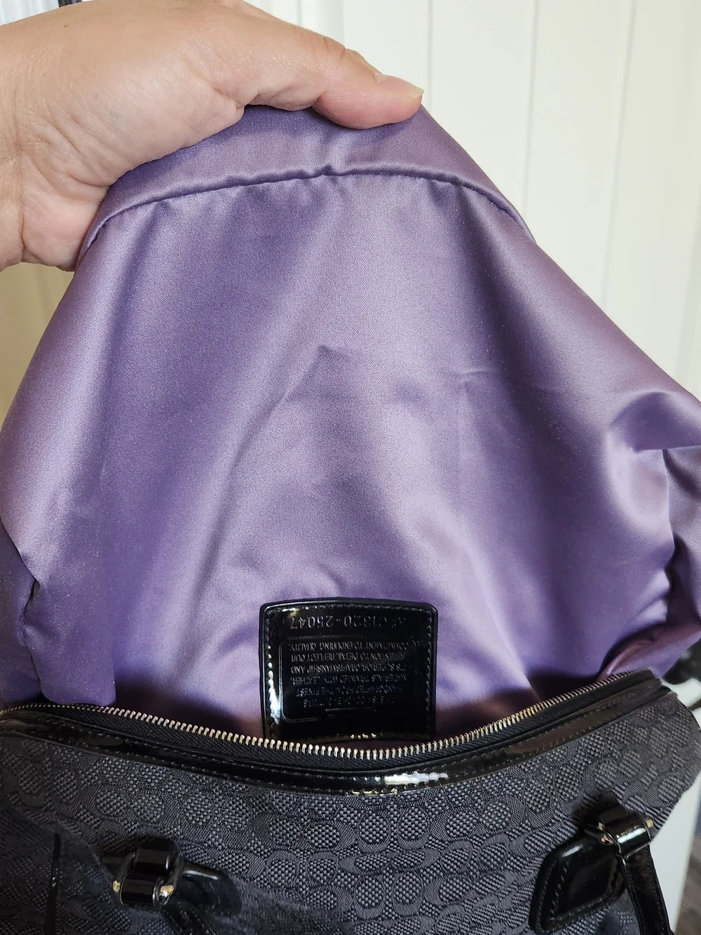 Coach Poppy Signature C Mini Oxford Satchel in dark grey and black